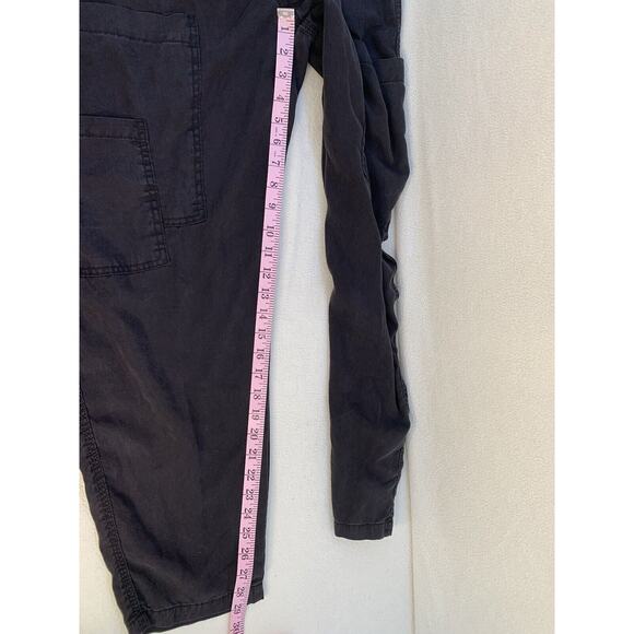 XL Hunter & Brown Pants Womens Flowy Black Elastic Pull On 3 Leg Patch Pockets - Picture 8 of 13